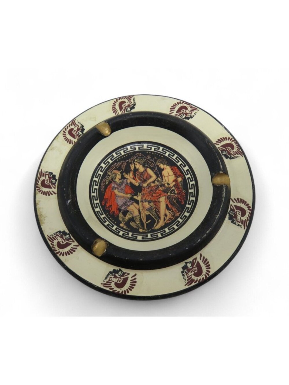 Greek Ashtray Handmade Ceramic Mythological Design Made In Greece 6"